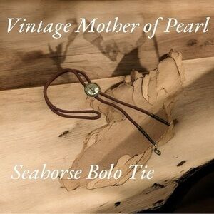 Vintage Mother of Pearl & Seahorse Bolo Tie